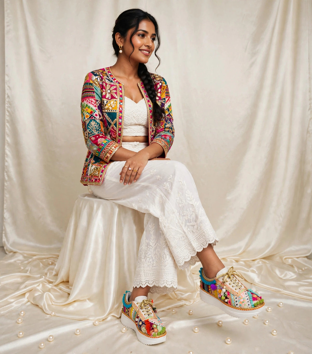 Rang Raas - Boho Banjara Embroidered Platform Sneakers | Best for Haldi, Mehendi, Garba & Navratri
