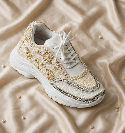Ivory Bloom - Embroidered Bridal Sneakers / Versatile Sneakers