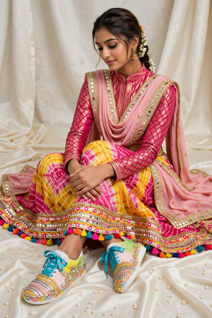 FUNKY N TRENDY Handcrafted Sneakers – Haldi Special / Navratri Sneakers Garba Special