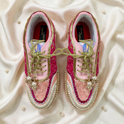 Rani Pink Royal - Embroidered Bridal Sneakers | Funky N Trendy