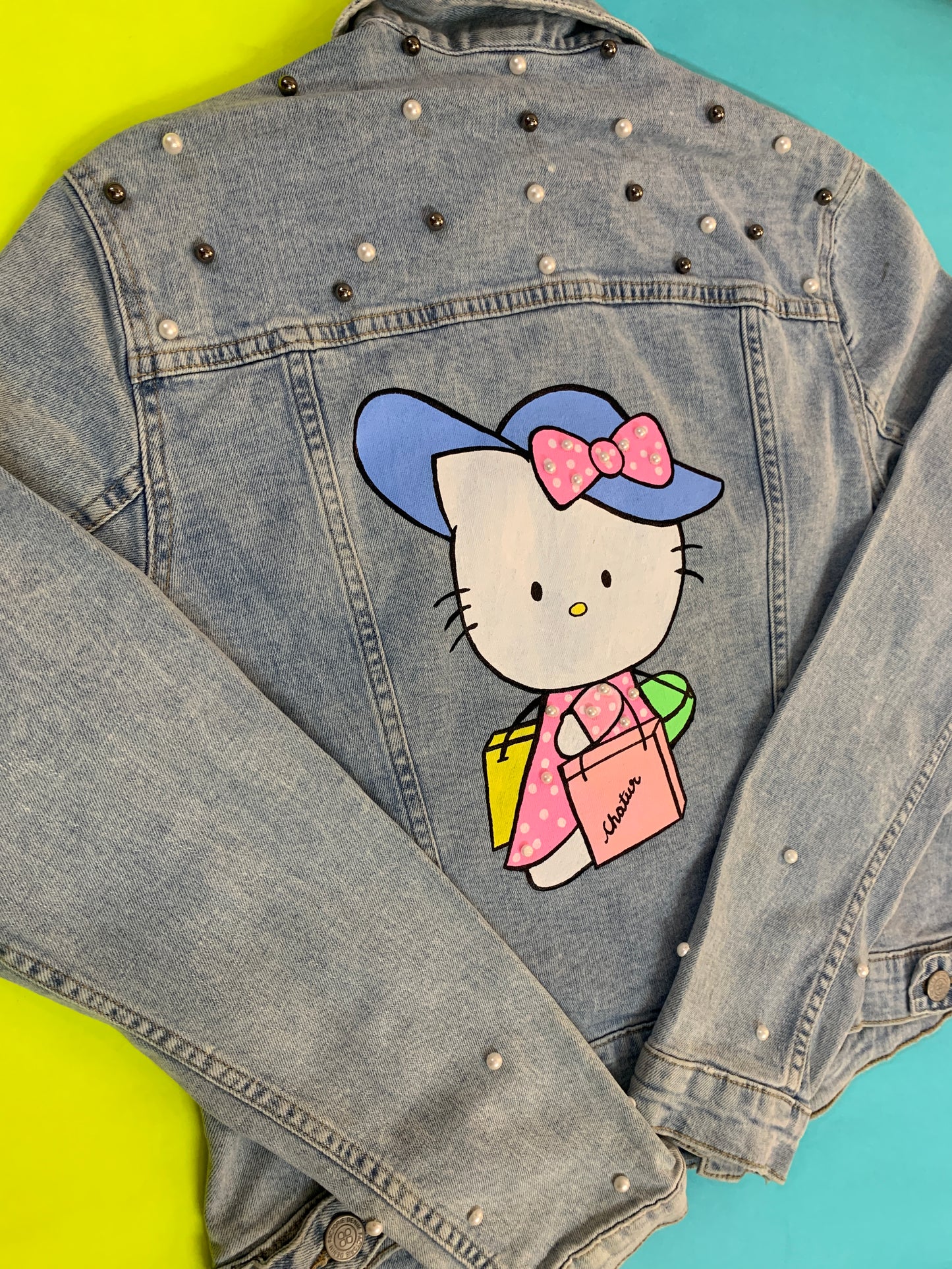 Funky N Trendy hand painted black denim jacket for women