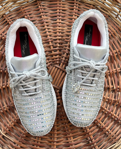 FUNKY N TRENDY Full mirror work silver sneakers for brides / bridesmaids/ silver sneakers / mirror sneakers / silver shoes