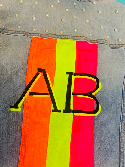 Funky N Trendy hand painted black Name initials jacket for women