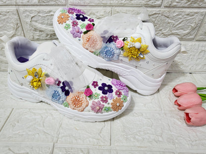 FUNKY N TRENDY multi colored floral theme bridal sneakers / bridesmaid sneakers/floral  sneakers / multi color sneakers / versatile sneakers / haldi mehendi sneakers