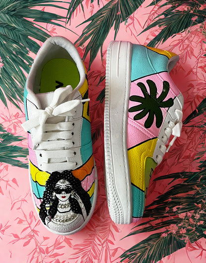 Funky N Trendy hand painted with water resistant colors, rhinestone work bridal sneakers/ bridesmaid sneaker / colorful sneakers/ carnival sneakers / pastel sneakers/ quirky sneakers