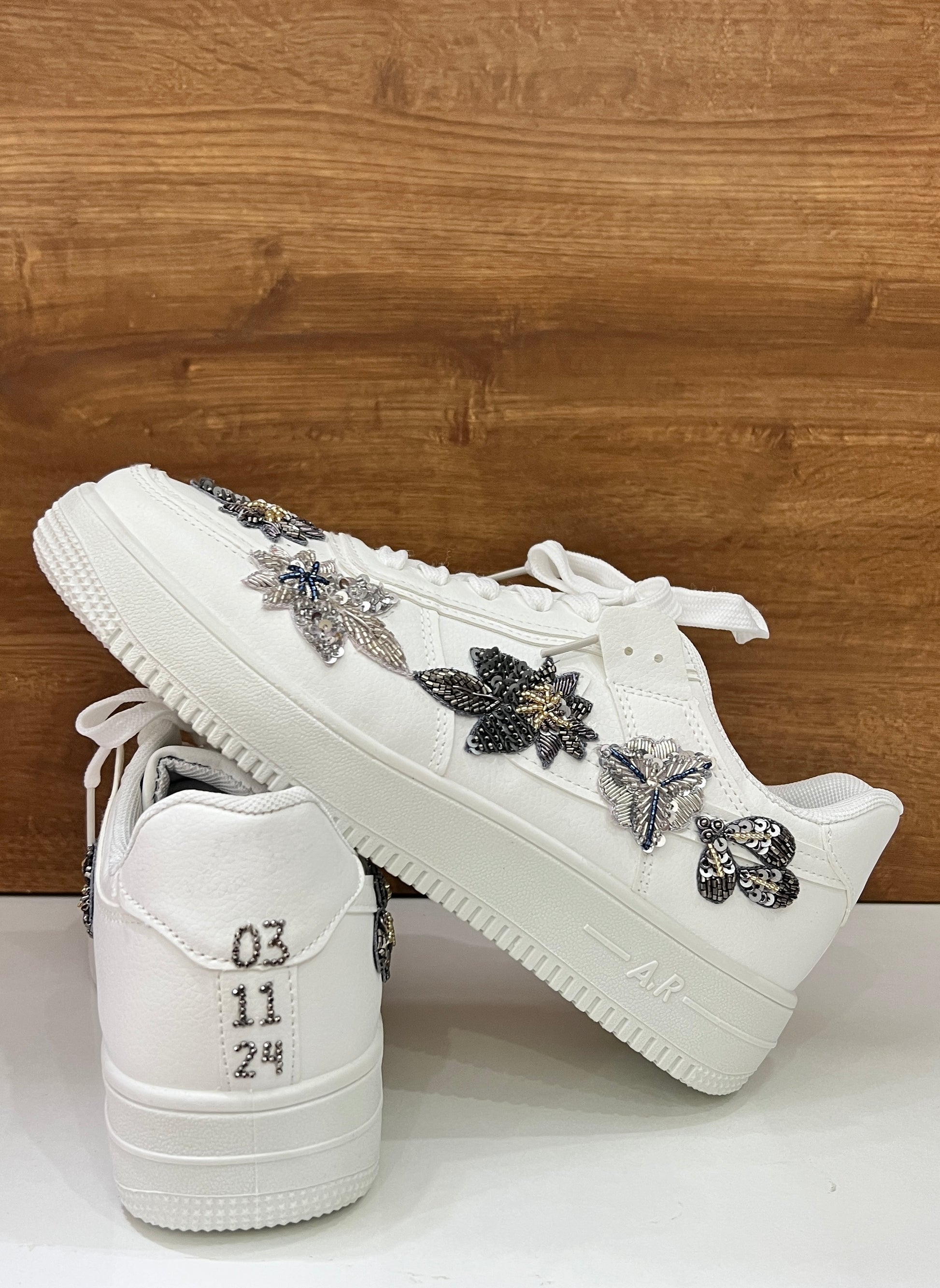 FUNKY N TRENDY silver hand crafted groom shoes/ silver grey shoes for groom/groom shoes silver sneakers/ sneakers for groom men shoes/ groom