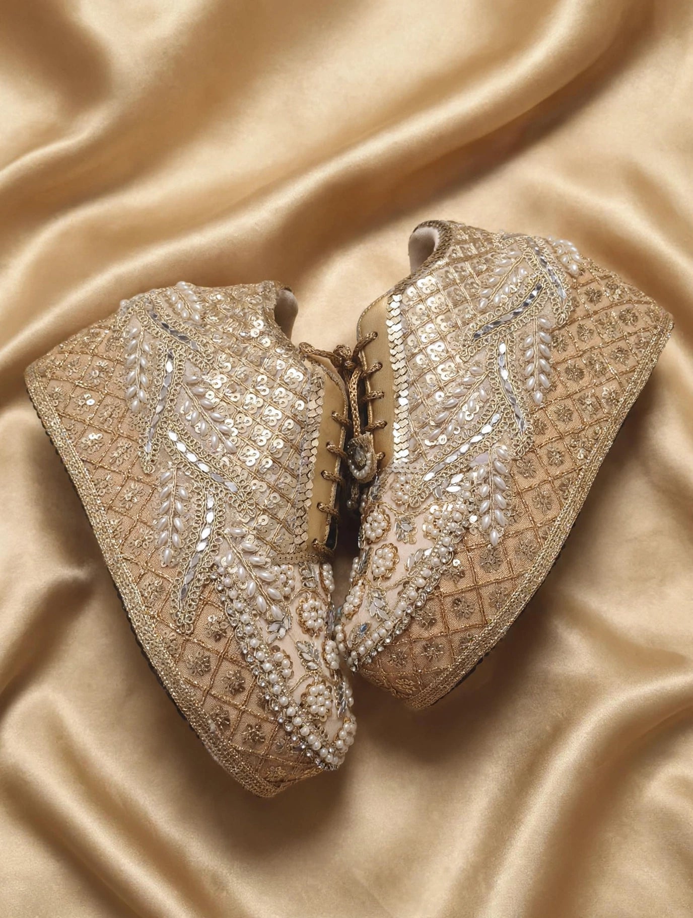 Custom Bridal Sneakers for Wedding Day – Gold Wedges