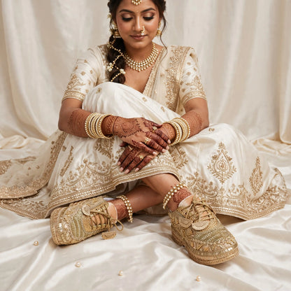 Gold cutdana handwork sneakers- Royal Garden