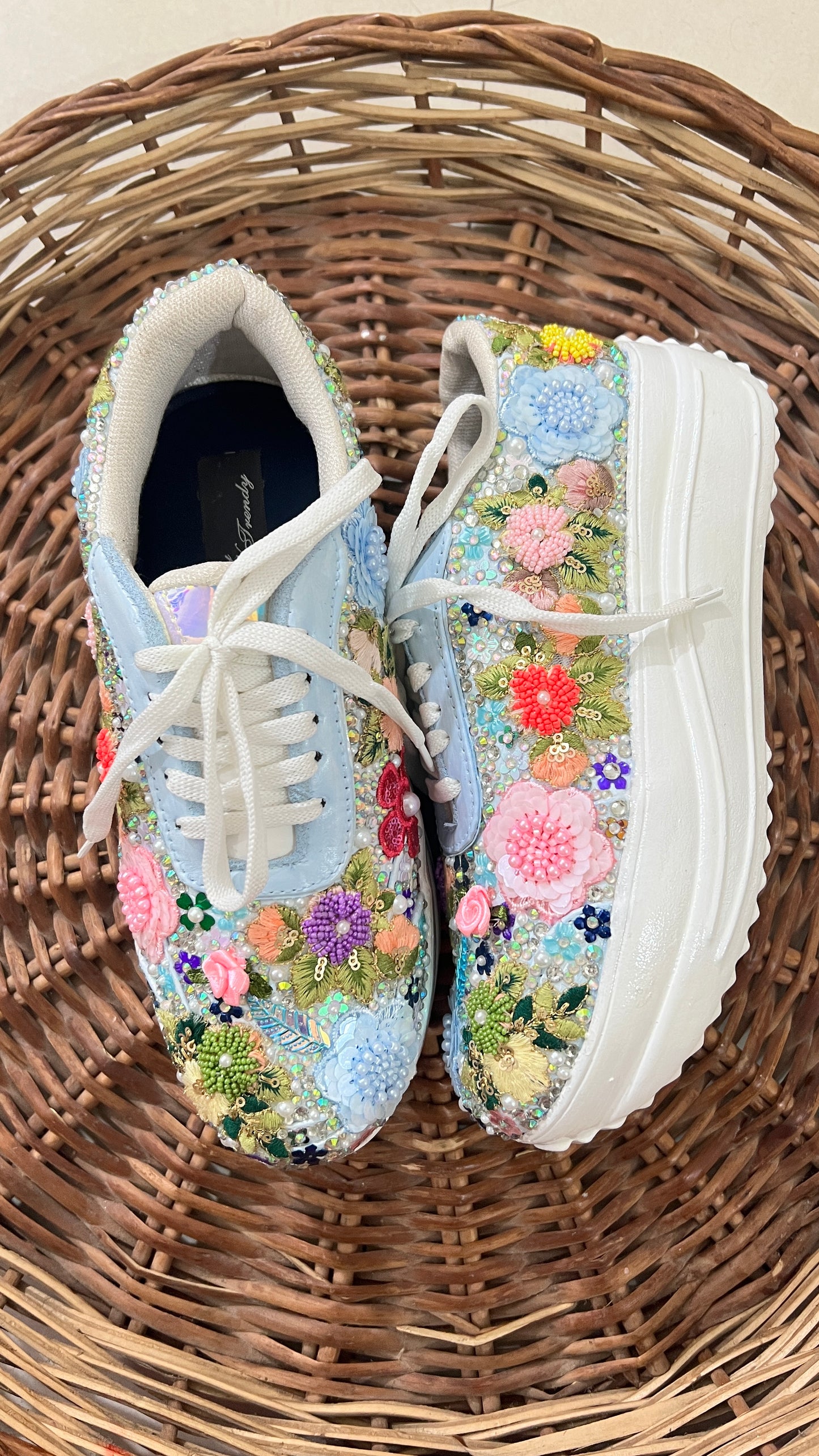 FUNKY N TRENDY Blue Garden  sneakers - best for mahendi , sangeet carnival