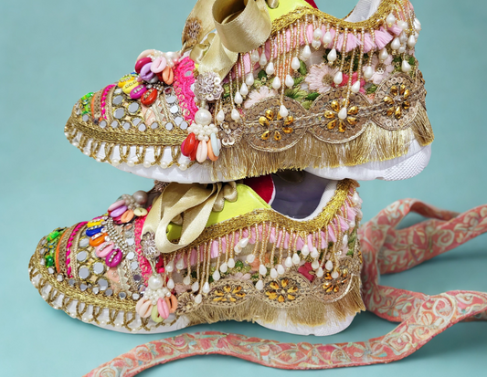FUNKYNTRENDY multi colored hand work sneakers for brides / bridesmaids/ boho sneakers / multi color sneakers /red sneakers /pink sneakers/orange sneakers