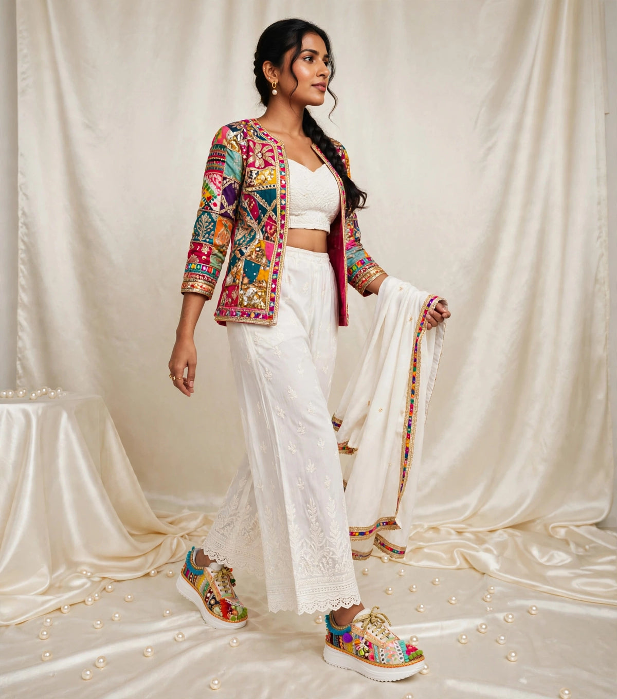 Rang Raas - Boho Banjara Embroidered Platform Sneakers | Best for Haldi, Mehendi, Garba & Navratri