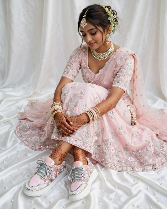 Gulabi Noor – Pink Pearl Bridal Sneakers | Bridal Sneakers India
