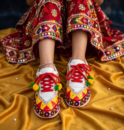 FUNKY N TREND “Handcrafted Kutch Mirror Sneakers – Garba Special”
