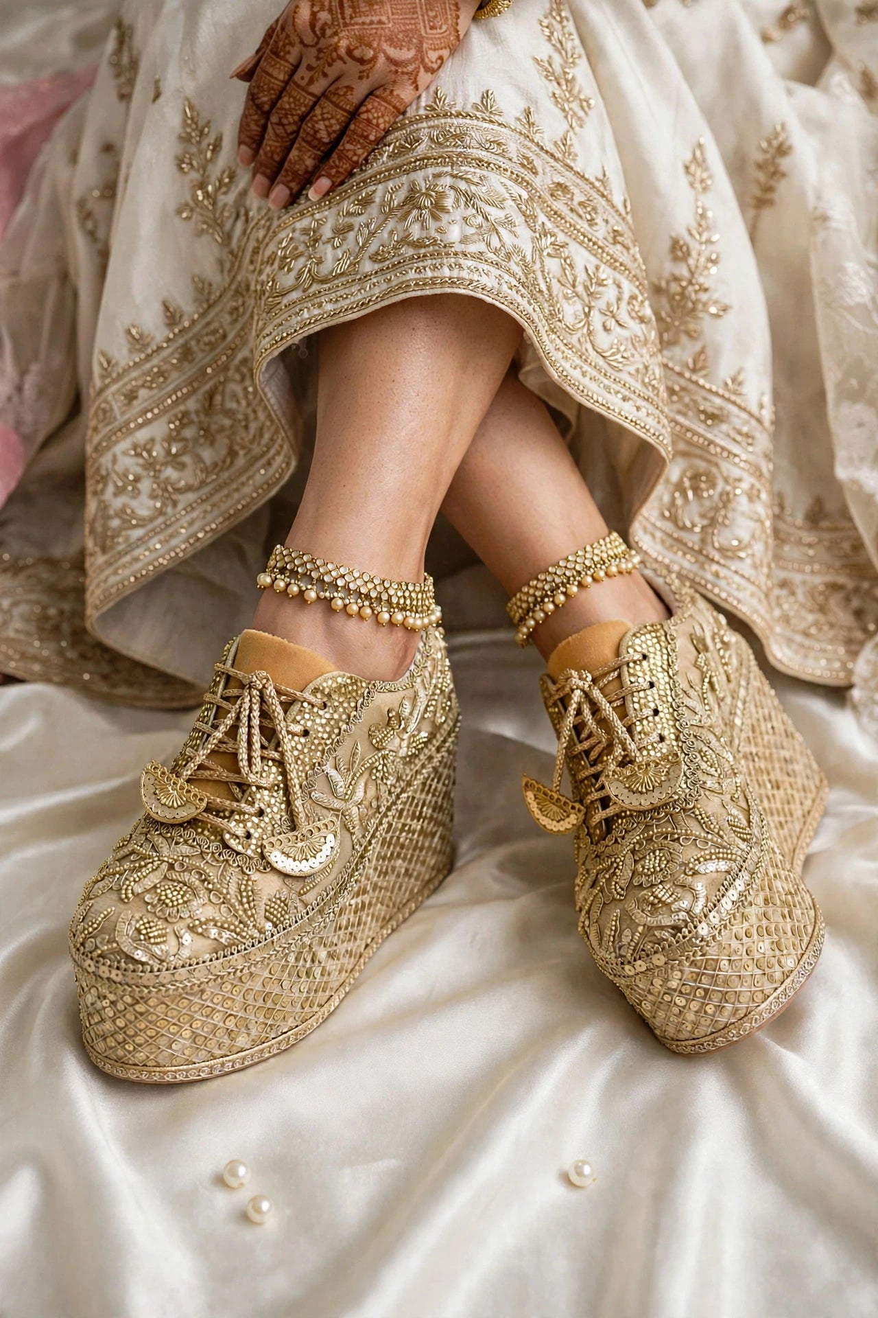 Handcrafted Bridal Sneakers for Brides – Wedding Shoes | Funky N Trendy