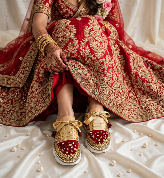 FUNKY N TRENDY maroon and gold sneakers with mirror detailing for brides /bridesmaids / sneakers for bridesmaids/ handcrafted sneakers/ maroon sneakers / bridal sneakers / bridesmaid sneakers/ maroon shoes