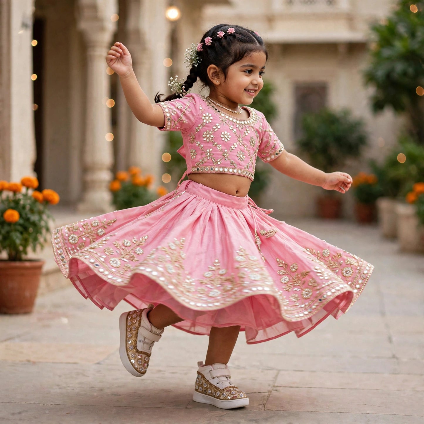 Sitara Noor – Pearl & Mirror Wedding Sneakers for Baby Girls & Flower Girls / Lahenga sneakers