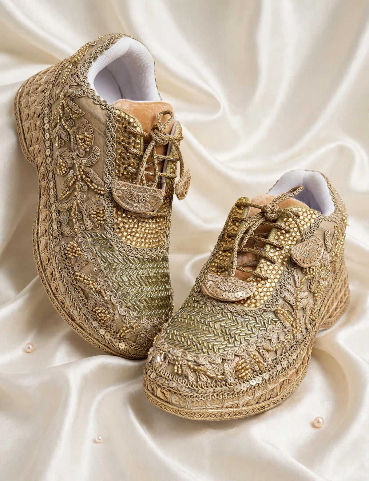 Gold cutdana handwork sneakers- Royal Garden