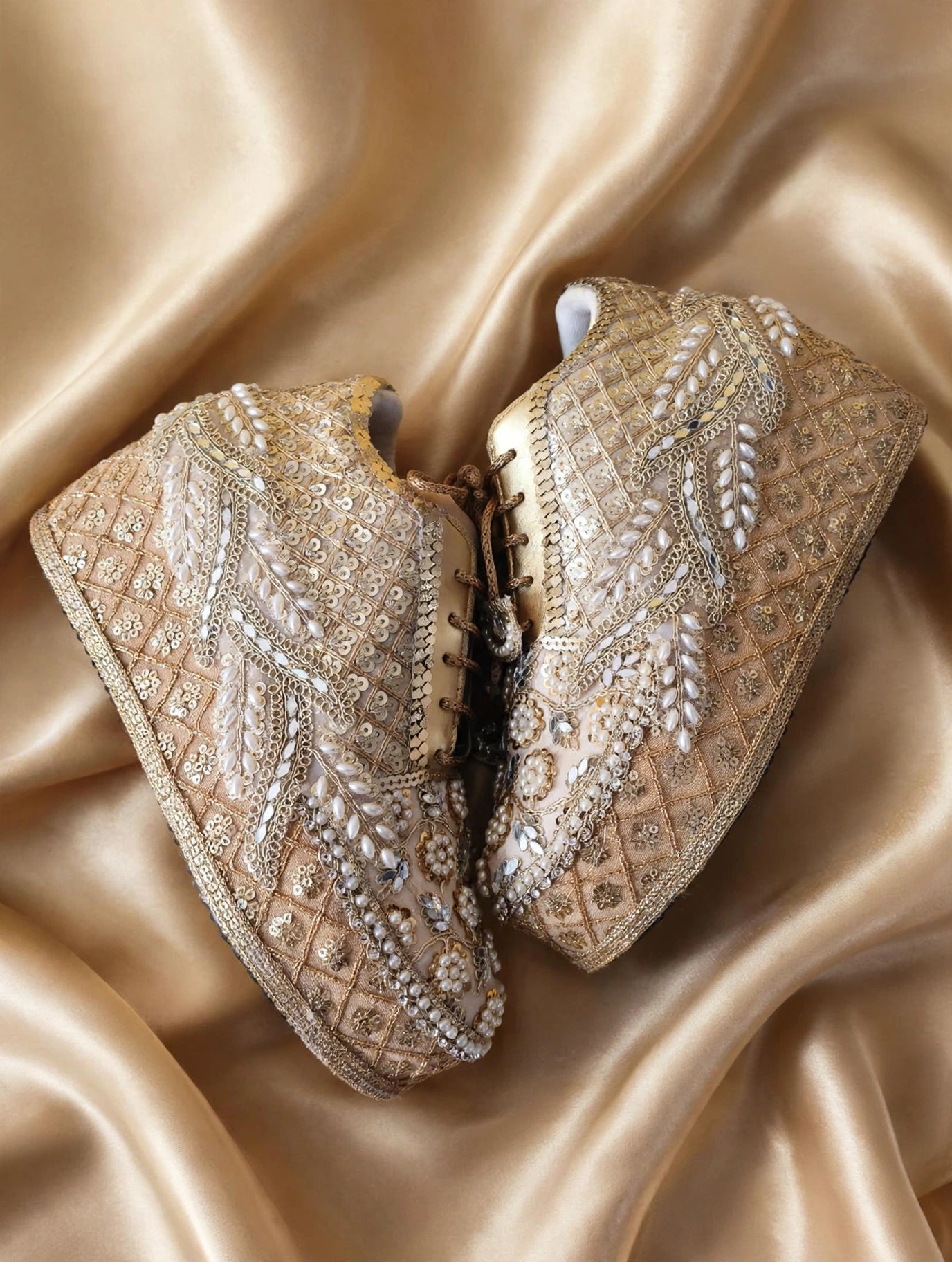 Custom Bridal Sneakers for Wedding Day – Gold Wedges