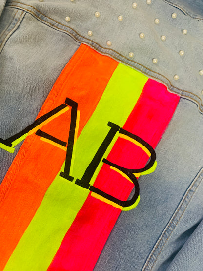 Funky N Trendy hand painted black Name initials jacket for women