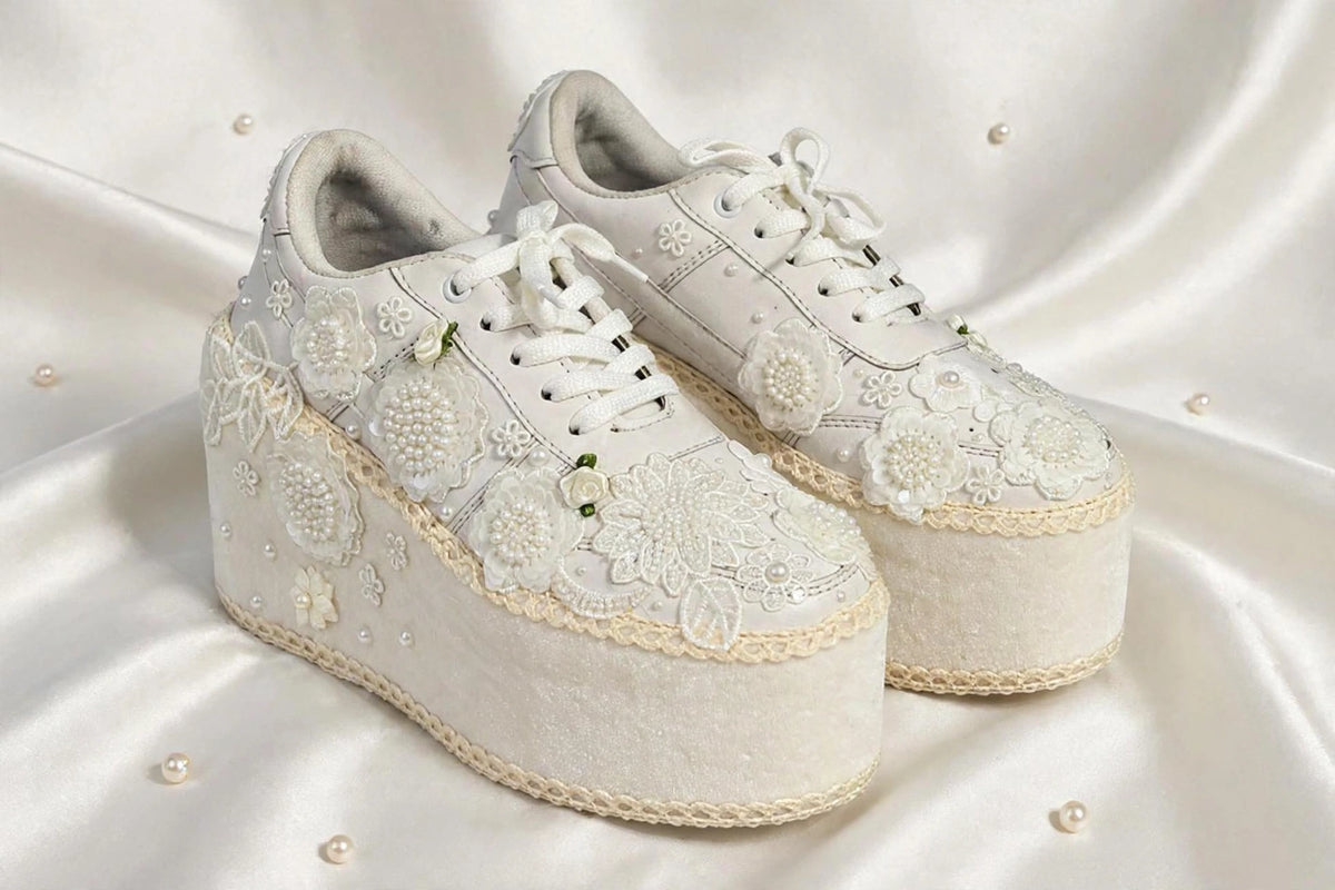 Customized Bridal Sneakers with Name – Wedding Shoes for Bride