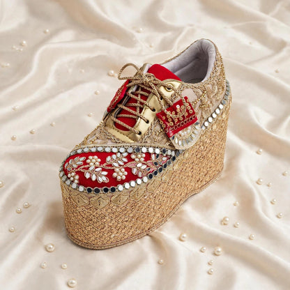 Royal Heights Bridal Sneakers – 6 Inch Embroidered Wedge Sneakers