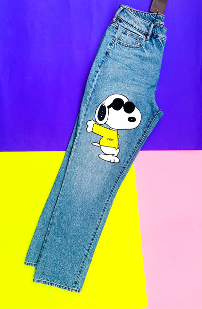 Funky N Trendy hand painted snoopy theme denim jeans for women