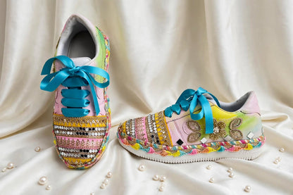 FUNKY N TRENDY Handcrafted Sneakers – Haldi Special / Navratri Sneakers Garba Special