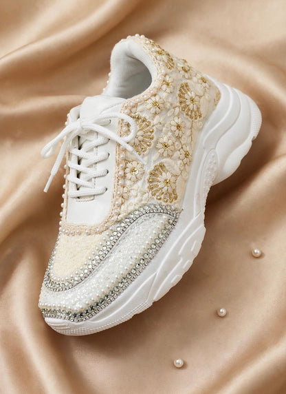 Ivory Bloom - Embroidered Bridal Sneakers / Versatile Sneakers