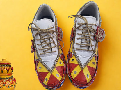 FUNKY N TRENDY “Handcrafted Kutch Mirror Sneakers – Garba Special”