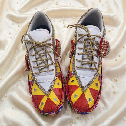Handcrafted Navratri Garba Sneakers | Mirror-Work Bandhani Sneakers for Women