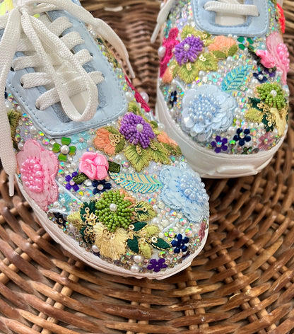 FUNKY N TRENDY Blue Garden  sneakers - best for mahendi , sangeet carnival