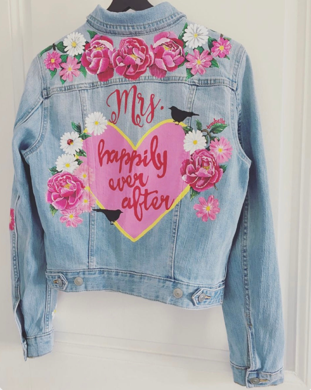 Funky N Trendy customized bridal jacket / denim jacket for bride / hand painted denim jacket for bride