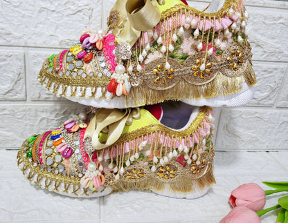 FUNKYNTRENDY multi colored hand work sneakers for brides / bridesmaids/ boho sneakers / multi color sneakers /red sneakers /pink sneakers/orange sneakers