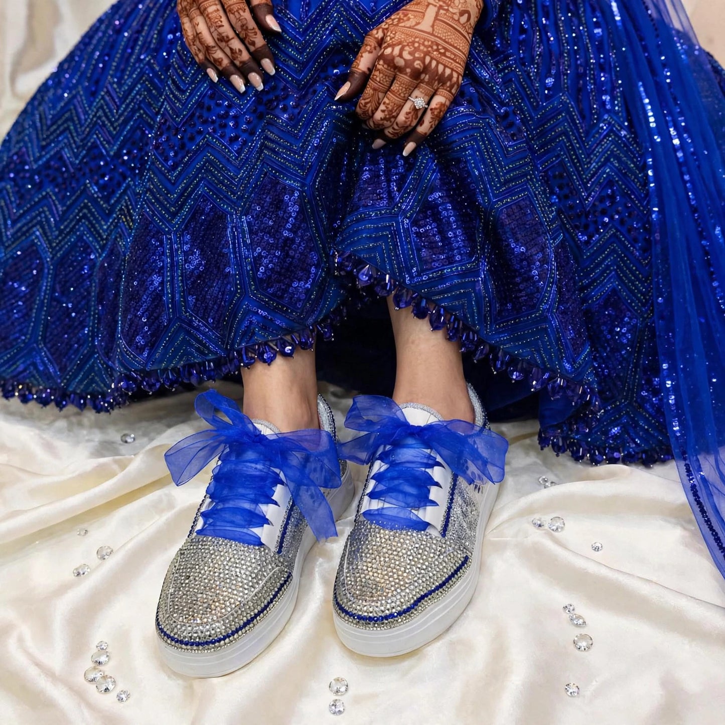 Dance the Night Away – Royal Blue Sangeet & After Party Bridal Sneakers