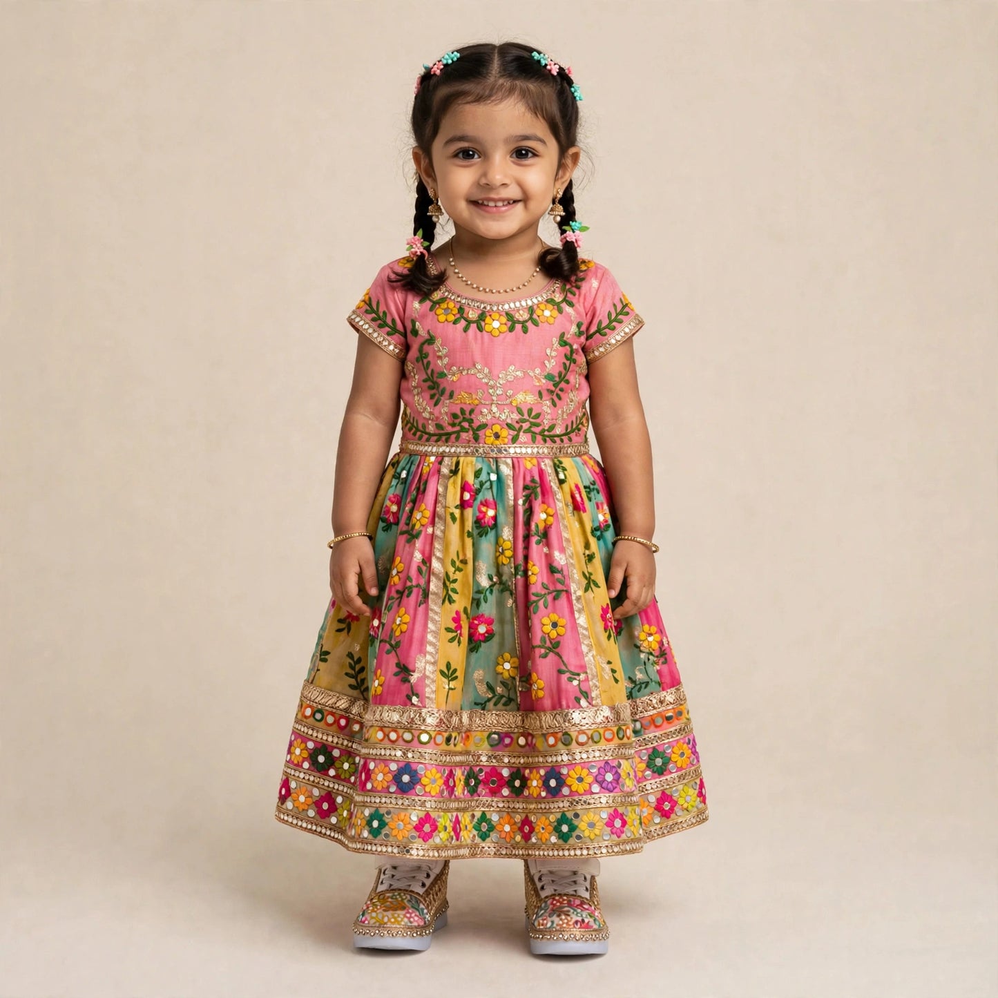 Multicolor Embroidered Sneakers for Baby Girls | Mirror Pearl Bridal Sneakers