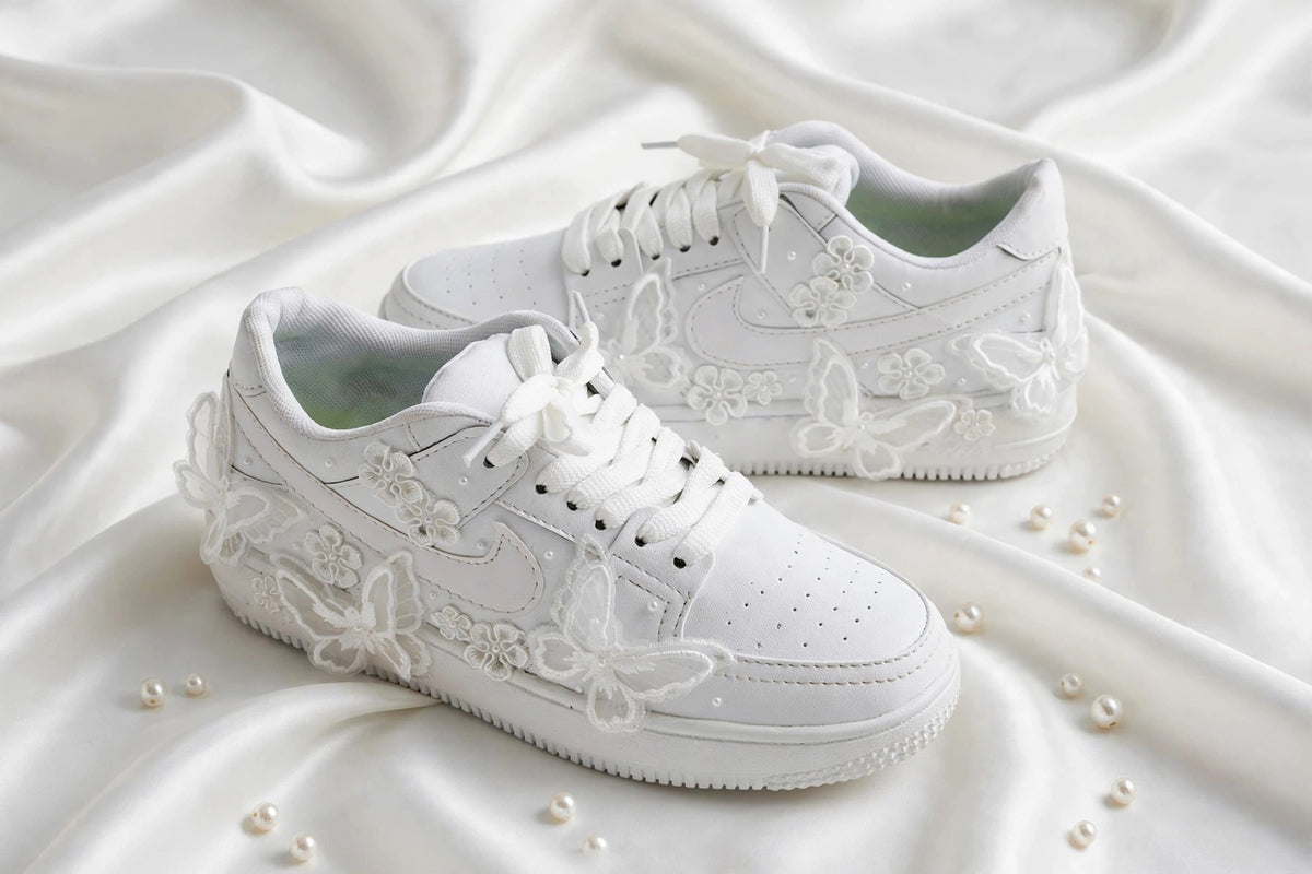 Butterfly Dreams - White Bridal Wedding Sneakers | Made To Order