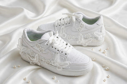 Butterfly Dreams - White Bridal Wedding Sneakers | Made To Order