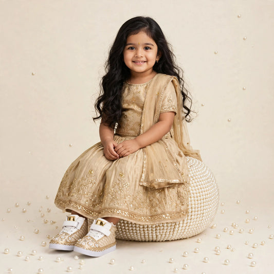 Sitara Noor – Pearl & Mirror Wedding Sneakers for Baby Girls & Flower Girls / Lahenga sneakers