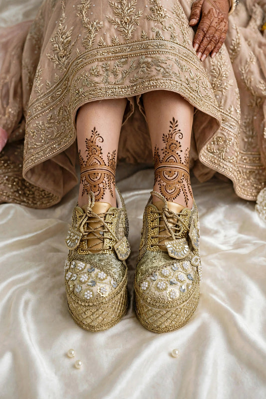 FUNKY N TRENDY Gold bridal sneakers - wedge sneakers heeled sneakers/ golden sneakers