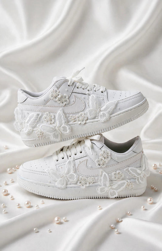Butterfly Dreams - White Bridal Wedding Sneakers | Made To Order