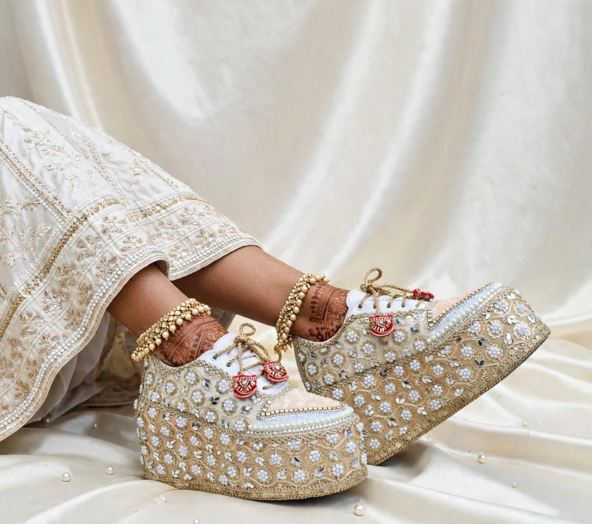 Handcrafted Bridal Sneakers for Brides – Wedding Shoes | Funky N Trendy