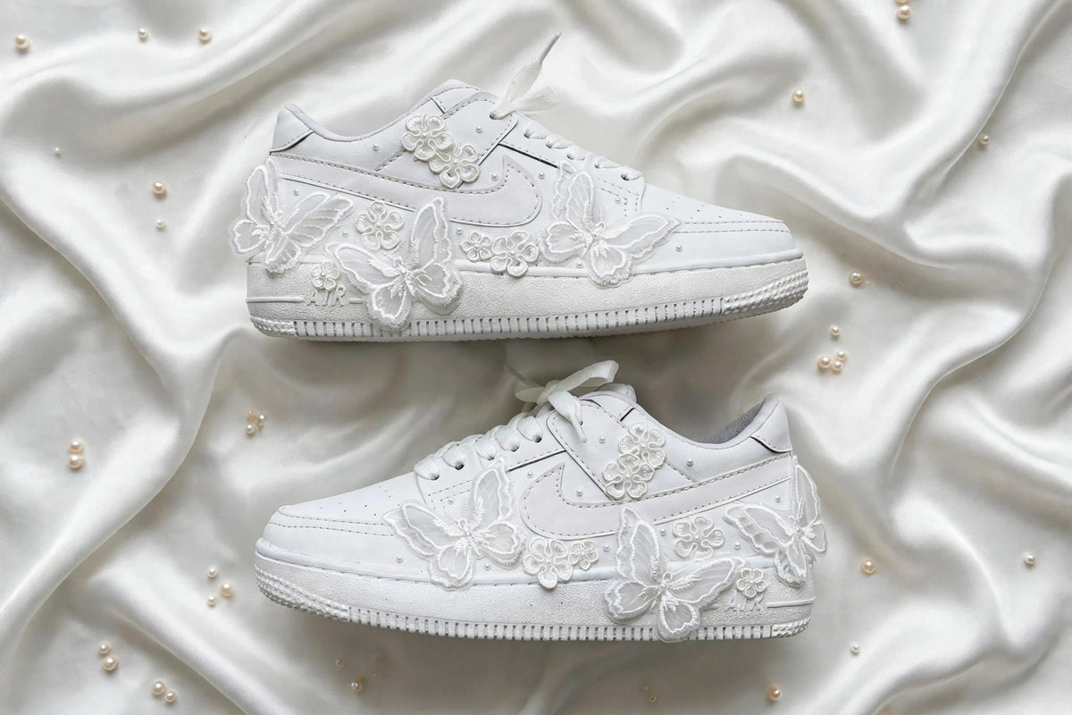 Butterfly Dreams - White Bridal Wedding Sneakers | Made To Order