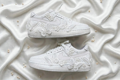 Butterfly Dreams - White Bridal Wedding Sneakers | Made To Order