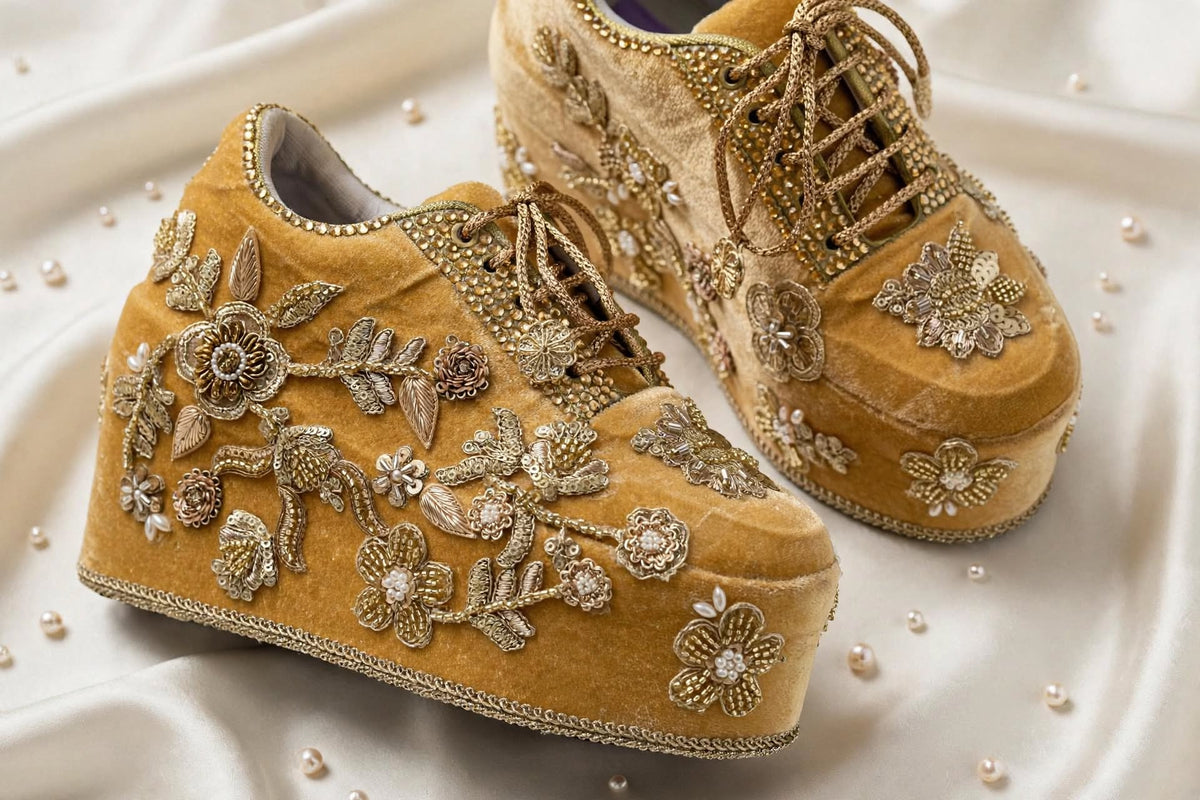 Handcrafted Bridal Sneakers for Brides – Wedding Shoes | Funky N Trendy