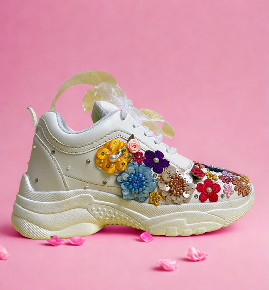 FUNKY N TRENDY multi colored floral theme bridal sneakers / bridesmaid sneakers/floral  sneakers / multi color sneakers / versatile sneakers / haldi mehendi sneakers