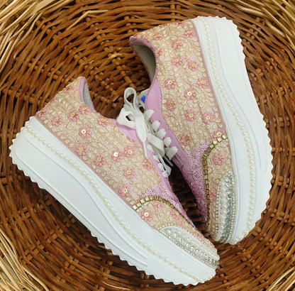 Funky N Trendy hand crafted purple theme bridal sneakers/ bridesmaid sneaker / lavender sneakers/ lavender floral theme sneakers / lavender shoes