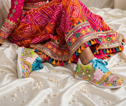 FUNKY N TRENDY Handcrafted Sneakers – Haldi Special / Navratri Sneakers Garba Special