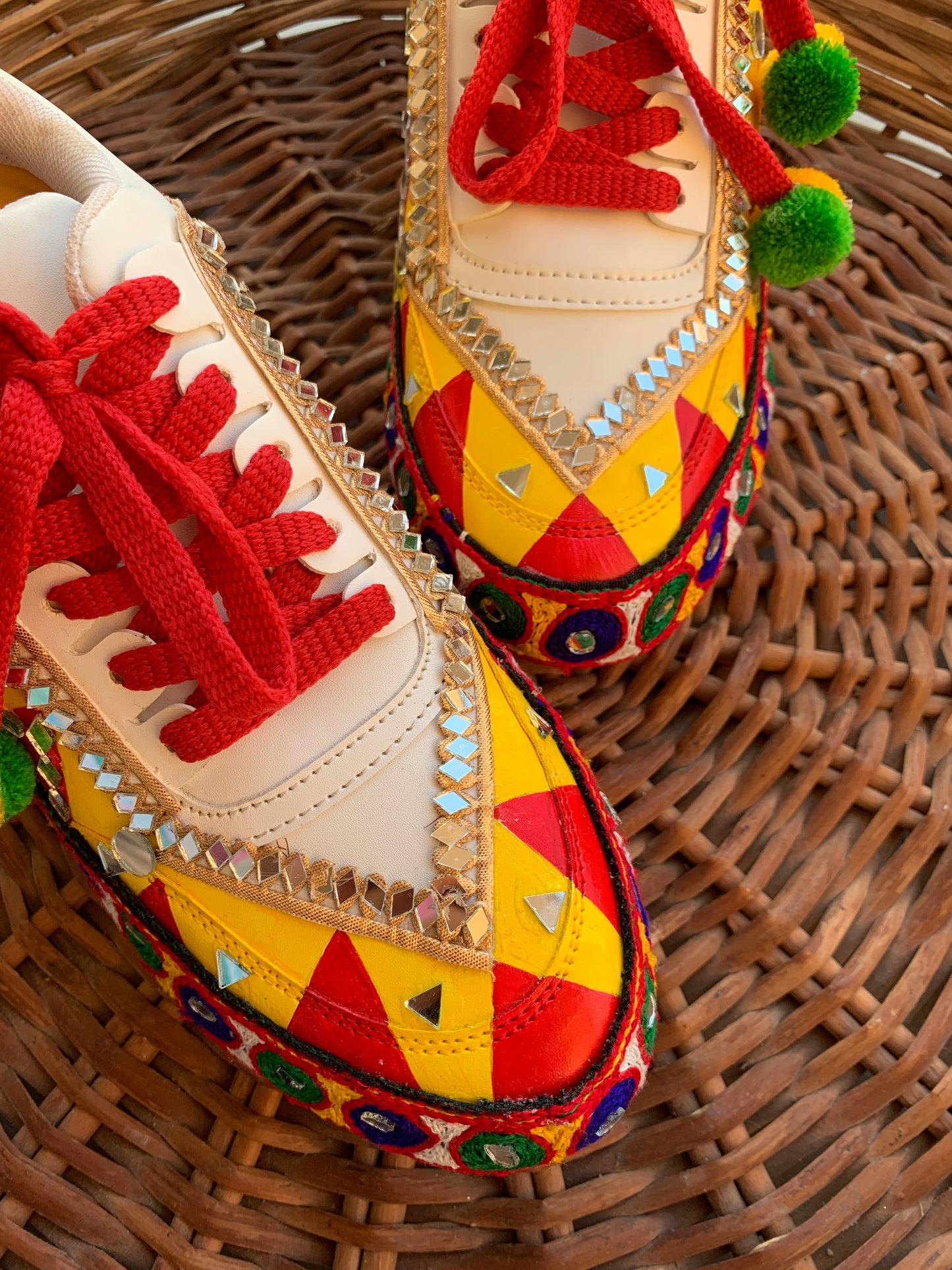 FUNKY N TREND “Handcrafted Kutch Mirror Sneakers – Garba Special”