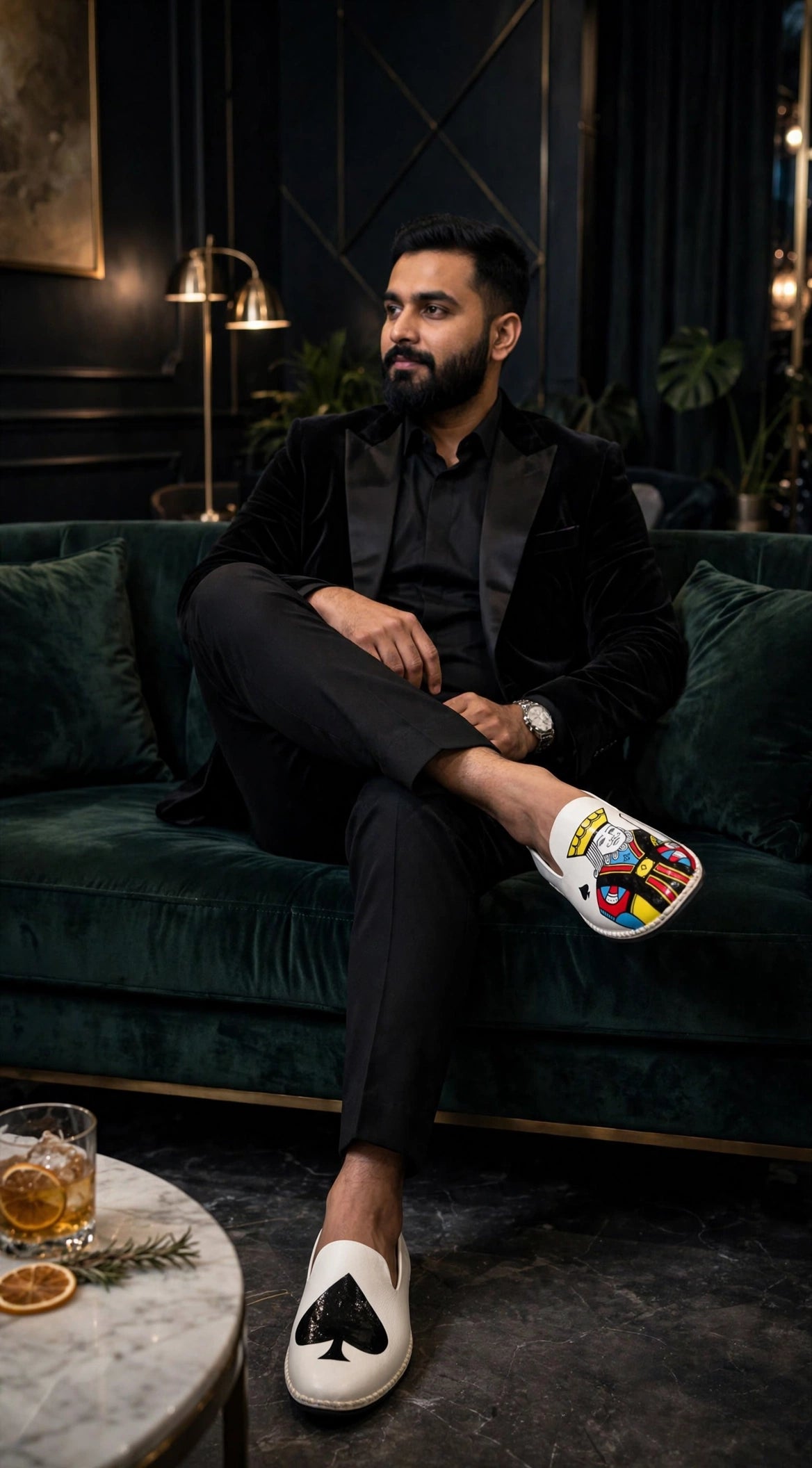 King of Spades - Hand-Painted Groom Loafers | White Edition