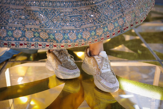 FUNKY N TRENDY gold and silver sneakers for brides / silver sneakers for bridesmaids/ gold sneakers / bridal sneakers / bridesmaid sneakers/ golden hand work sneakers